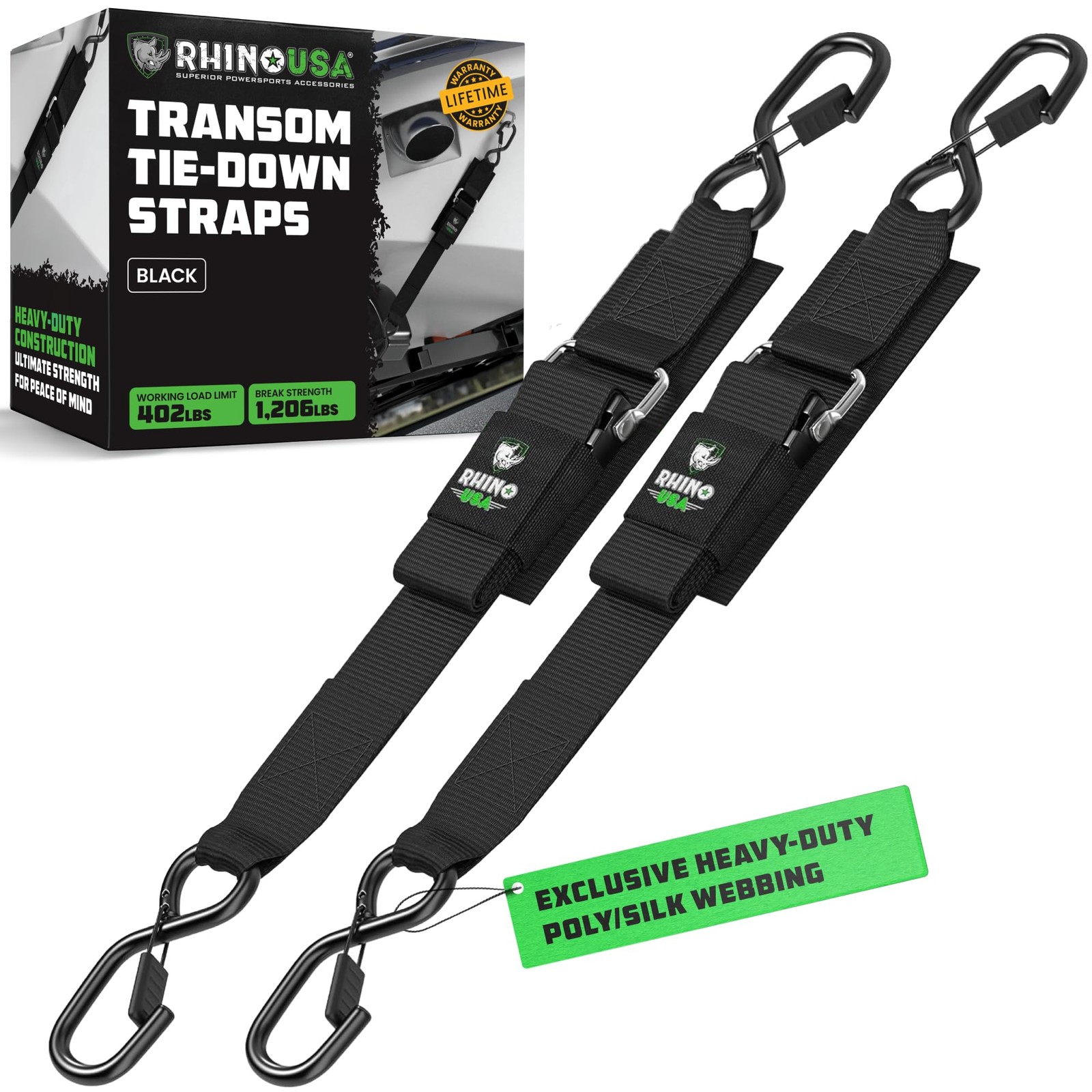 Rhino Usa Boat Trailer Straps 2-Pack – Heavy Duty 2 Inch X 48 Inch Boat Tie