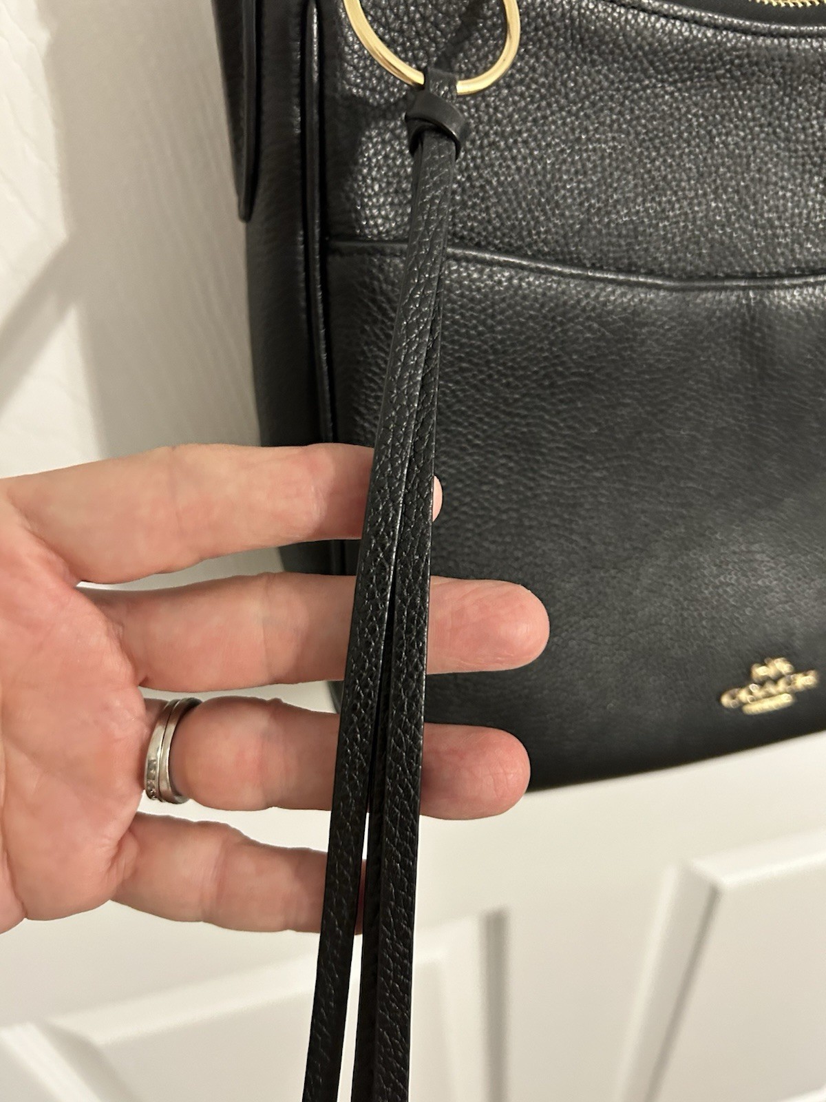 COACH Chaise Leather Crossbody Polished Black Gold Medium