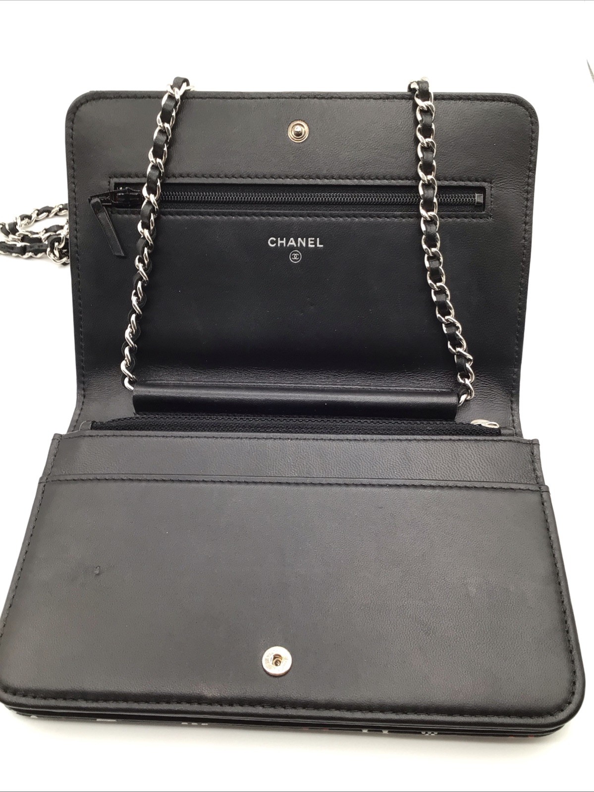 Chanel Matelasse Chain Wallet Black Leather