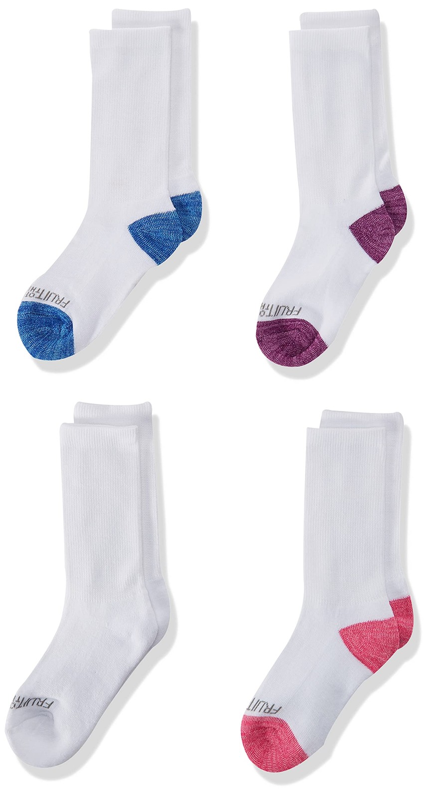 Fruit of the Loom Girls’ Quarter Socks (10 Pk), Assorted White, Medium (10.5-4)