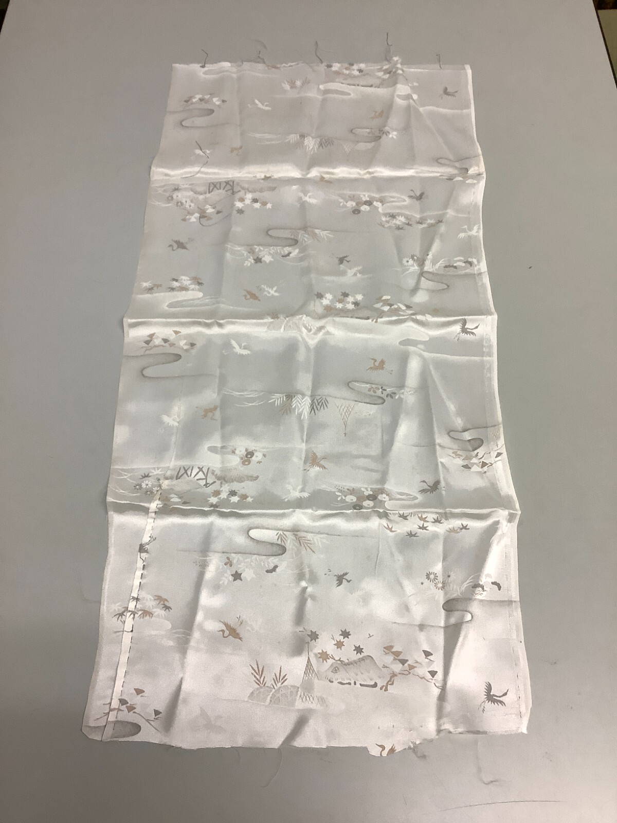 Japanese Vintage Kimono Fabric cloth Boro Polyester white Dirt 29.1×13.7in