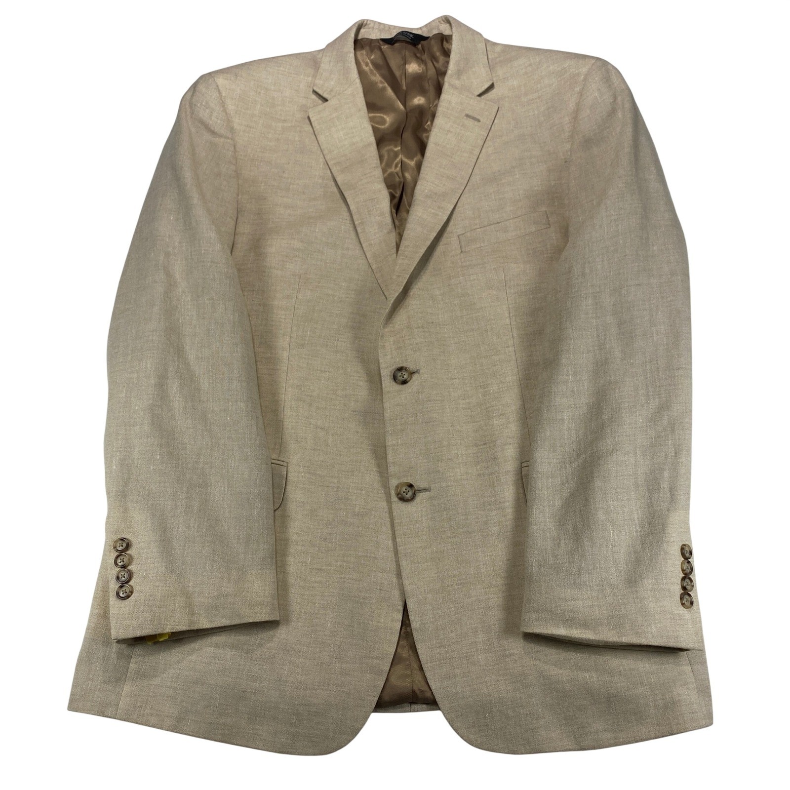 Jos A Bank Executive Sport Coat Blazer Mens Size 46 L Beige Linen Wool Summer