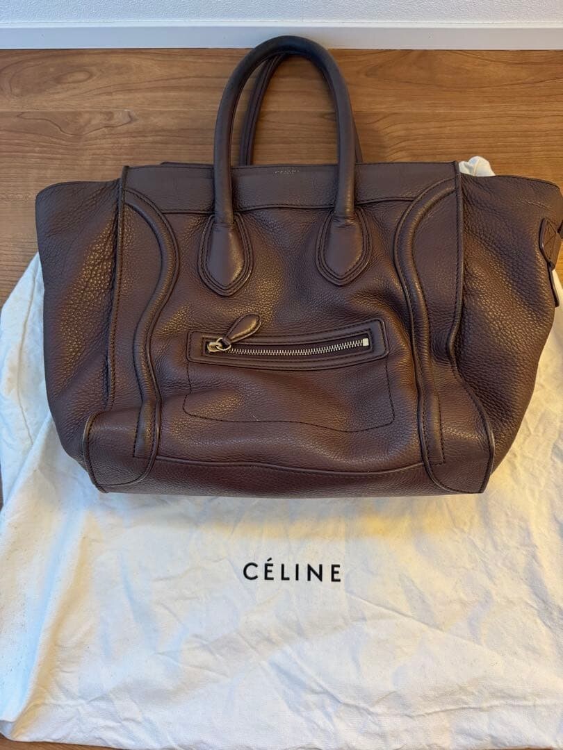 CELINE Luggage Mini Drummed Calfskin Leather Vintage Tote Authentic From Japan
