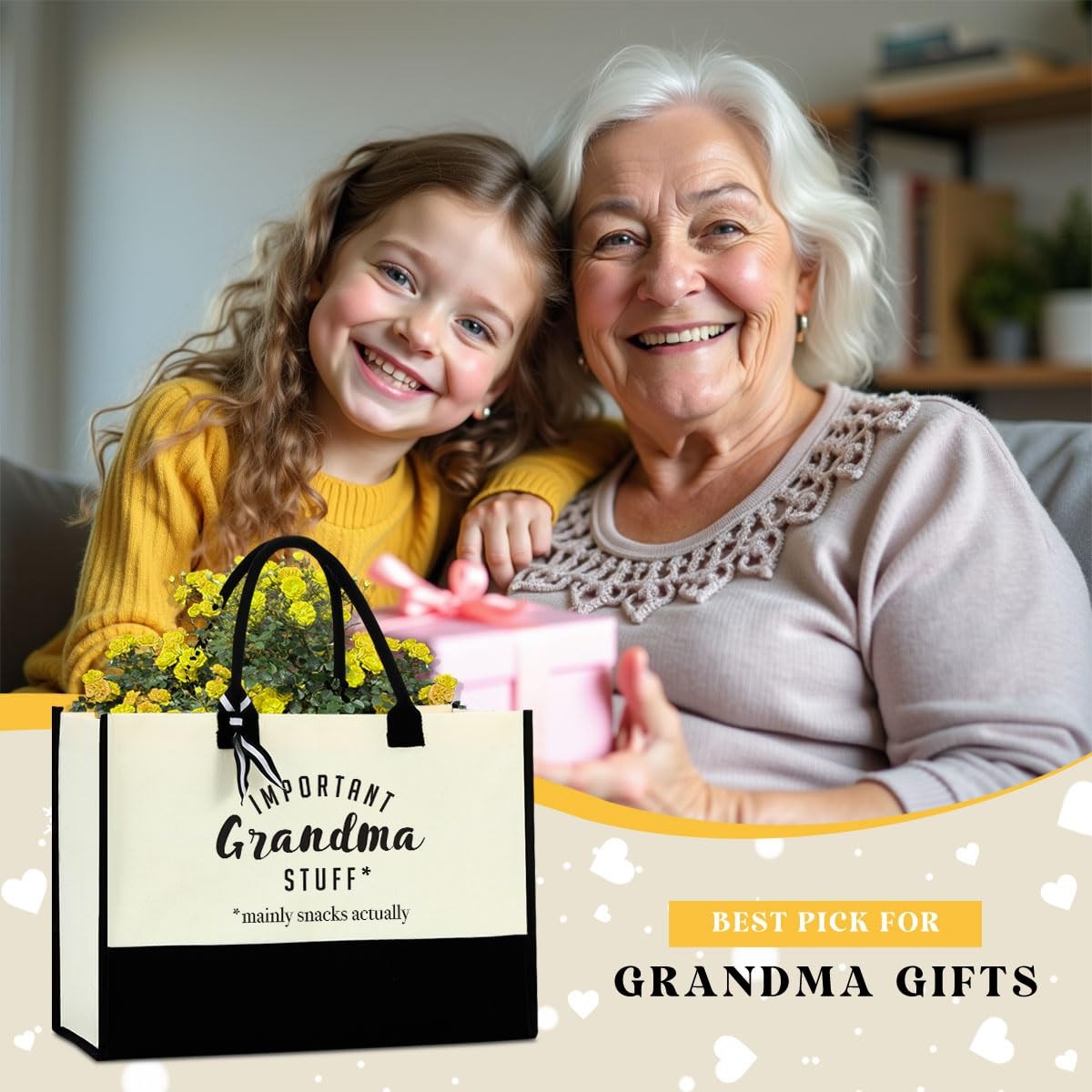 FORBIDDEN PAPER Grandma Tote Bag – Beach Bag, 17 x 7.9 x 12.6 inches, White1