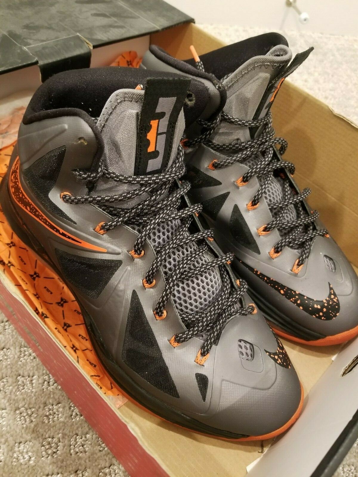 Size 9.5 – Nike LeBron 10 Lava 2012, Slightly used, original box included
