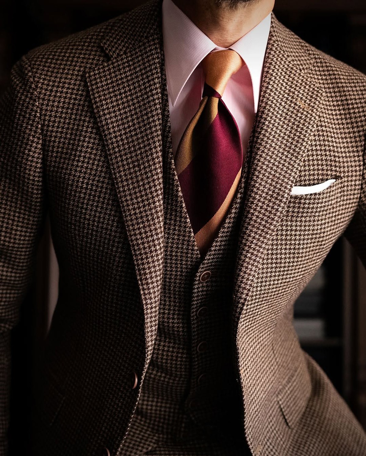 Men Suits Regular Fit Formal Notch Lapel Groom Prom Houndstooth Single Breasted