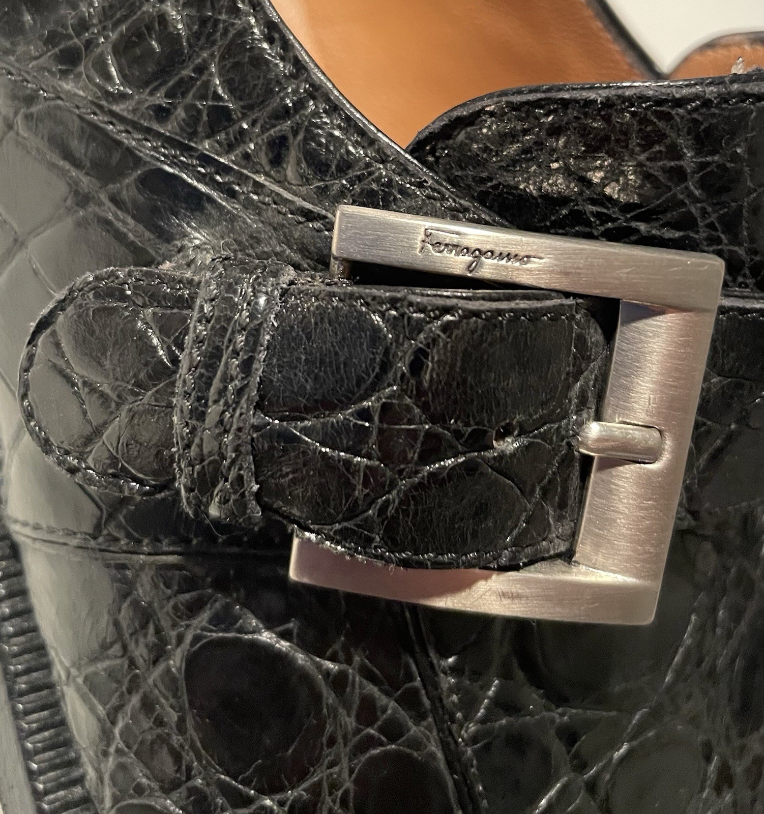 Salvatore Ferragamo Black Crocodile/Alligator Shoes Size 9B