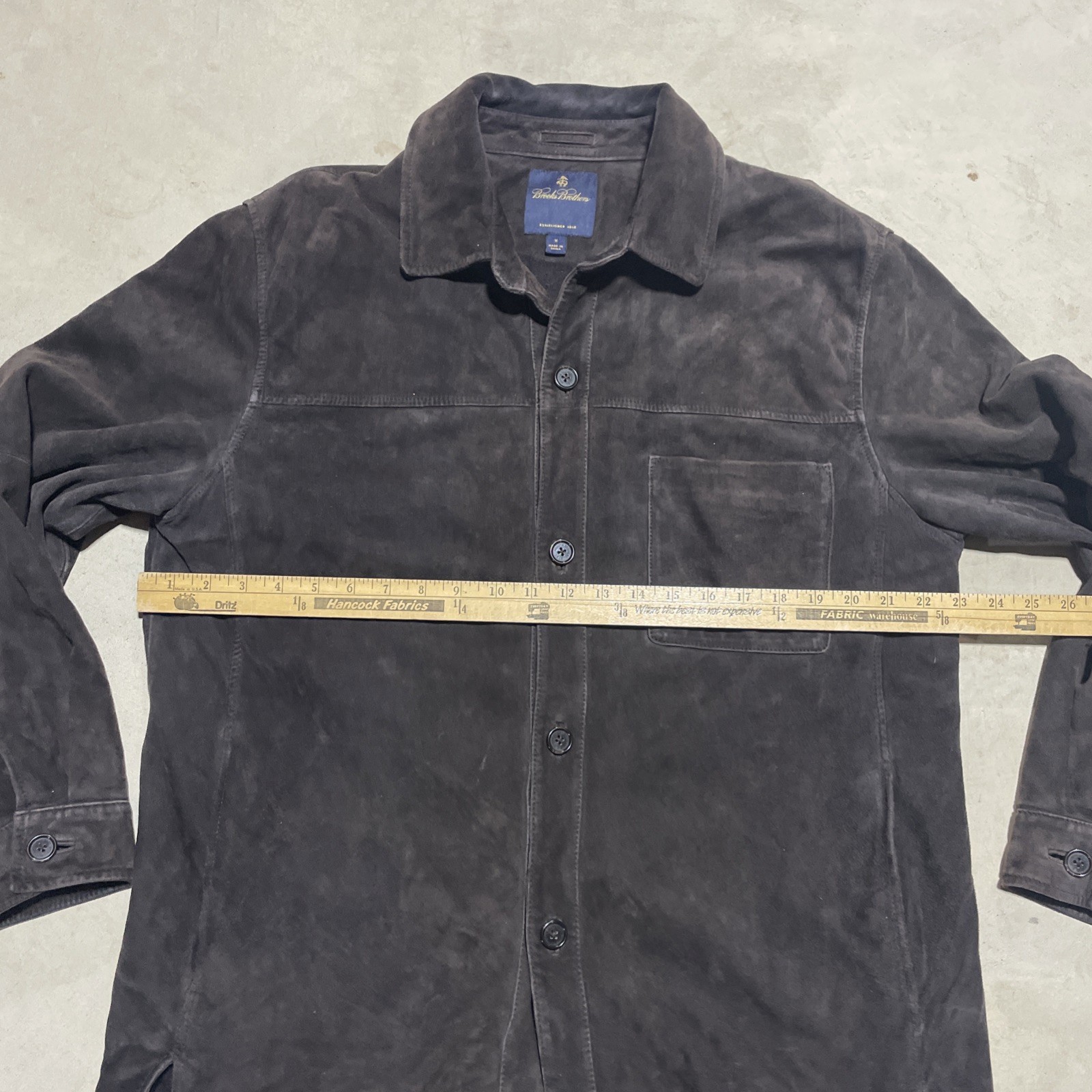 Brooks Brothers Suede Leather Jacket Men’s SZ Medium Brown Button Up Barn Coat