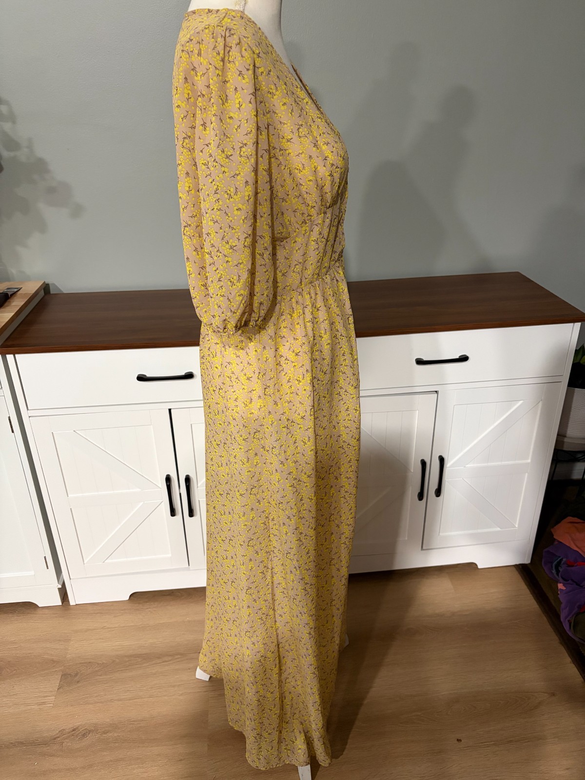 Wild Fable Long Sheer Sundress Yellow Floral Maxi Dress NWT Size Small
