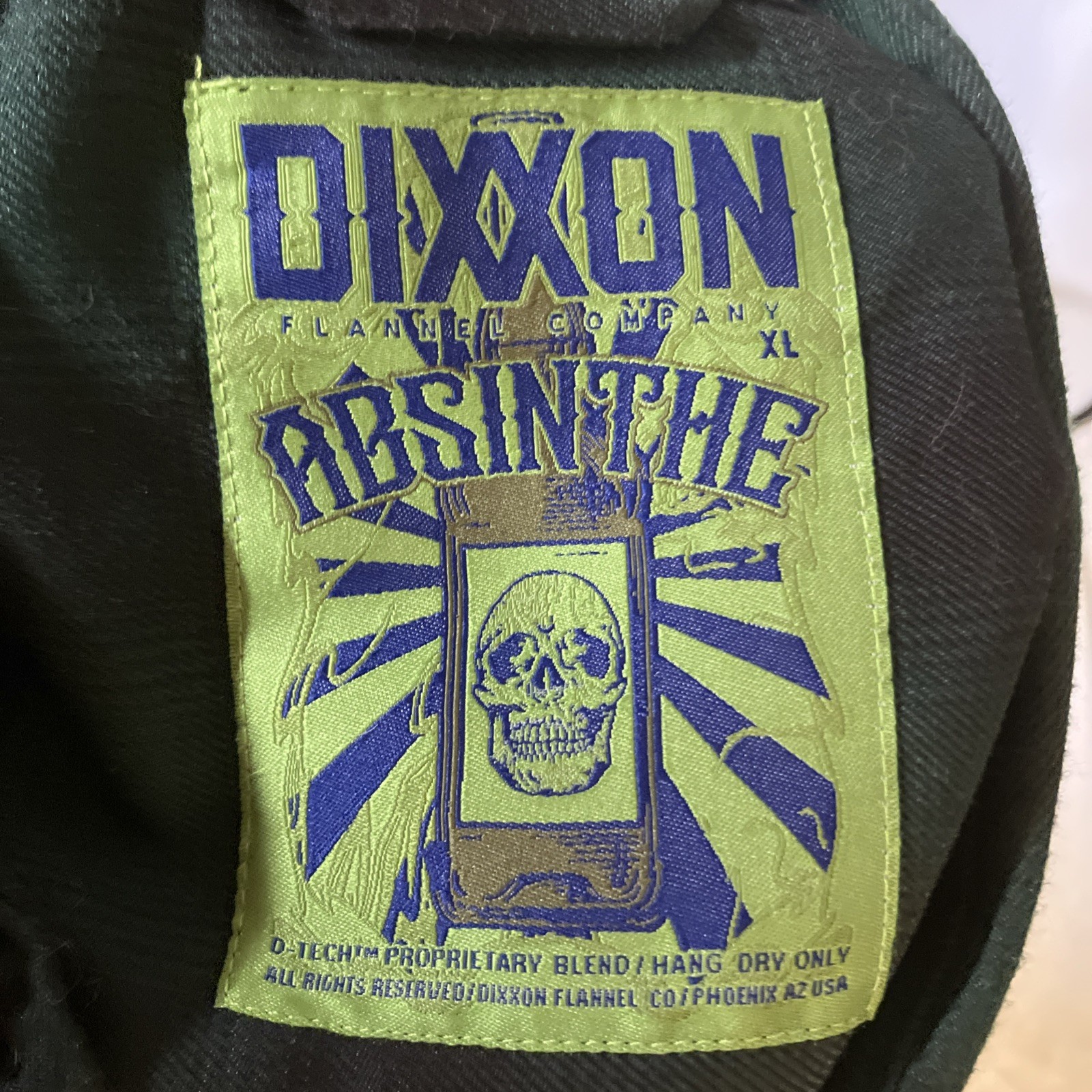 Dixxon Flannel Co Shirt Mens XL Green Black Plaid Absinthe D-Tech Free Shipping!