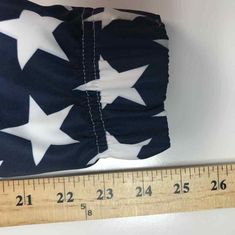 Shinestry Long Sleeve Pullover Zip American Flag Stars Stripes July 4 sz S