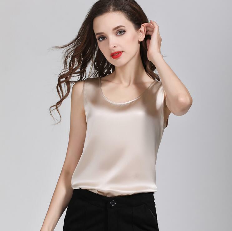 Women’s 100% Pure Silk Classical Tank Top Camisole Sleeveless Vest Shirt YM005