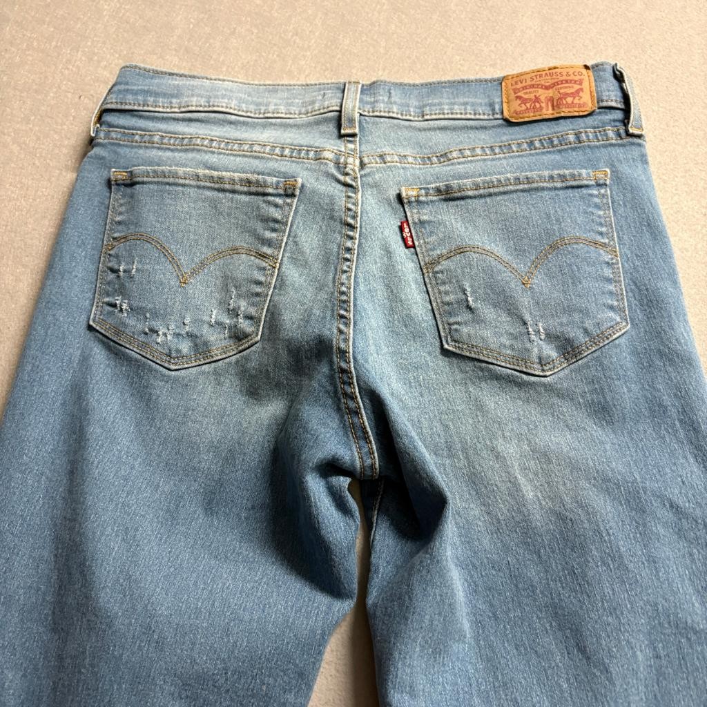 Levis 314 Shaping Straight Jeans Womens 28 Blue Denim Medium Wash Stretch