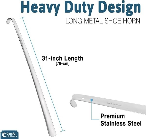 Extra Long Metal Shoe Horn 31 inches, 31 Inches (Pack of 1)