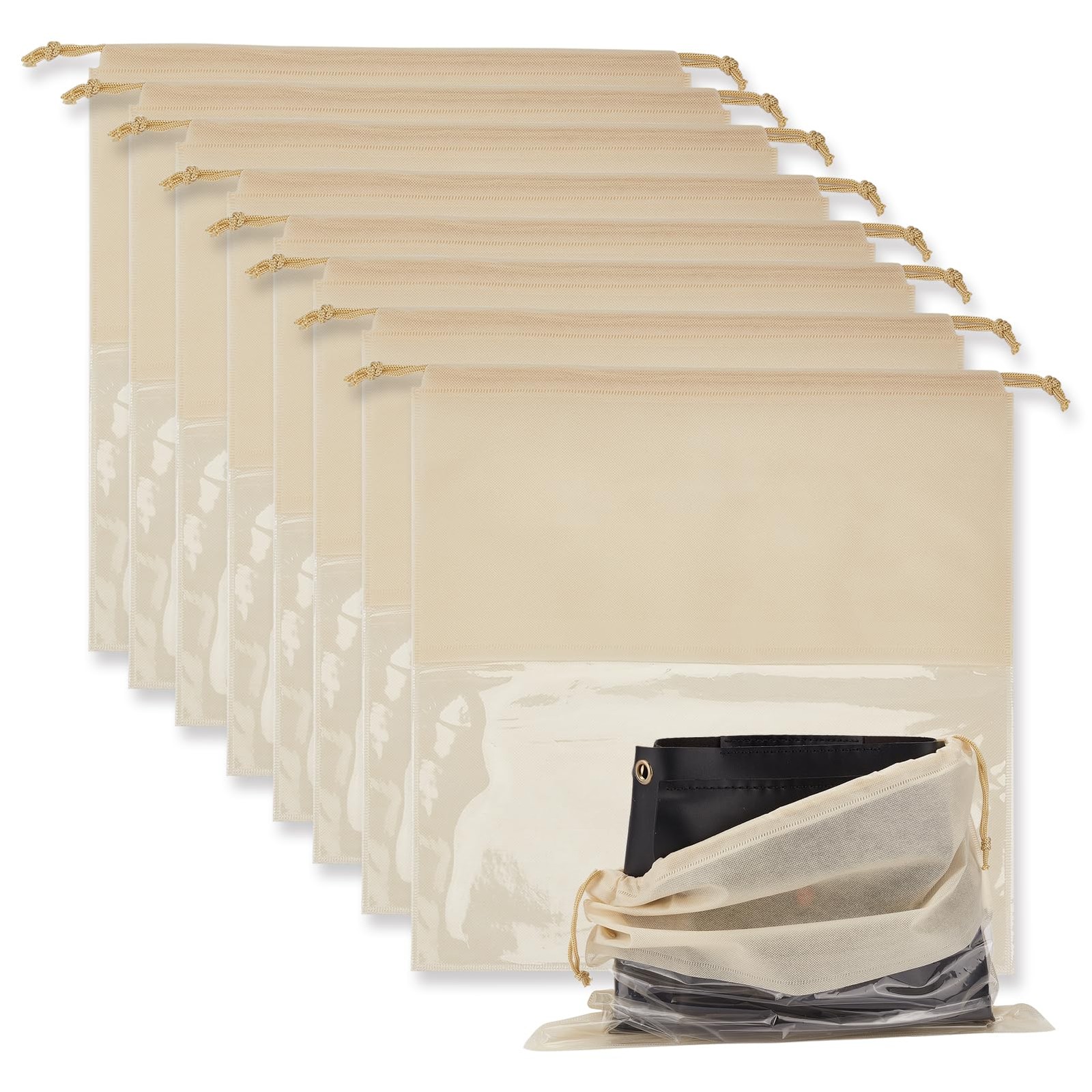 letsinstyle 8 Pcs 17.7 x Inches Non Woven Dust Bags for 45 x 45cm, beige