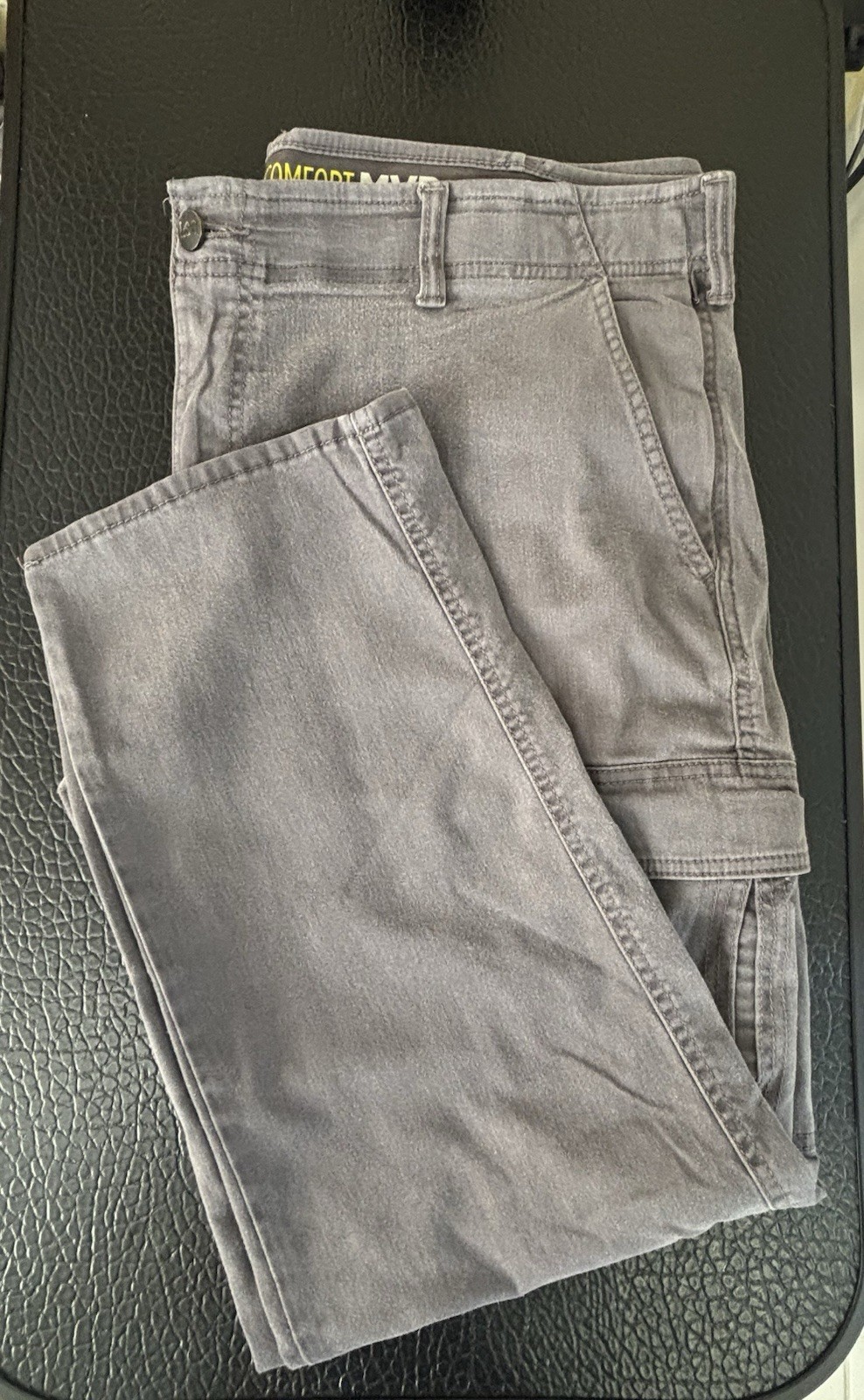Lee Extreme Comfort Straight Fit Gray Cargo Pants 40W Stretch Canvas Pockets