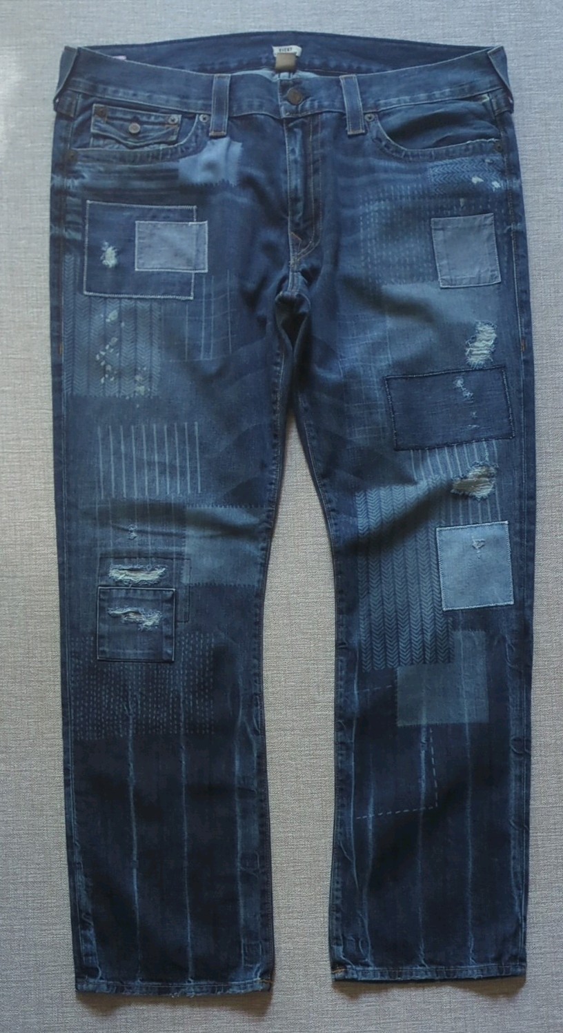 True Religion Ricky Relaxed Straight Y2K Men’s Patchwork Made in the USA 40×34