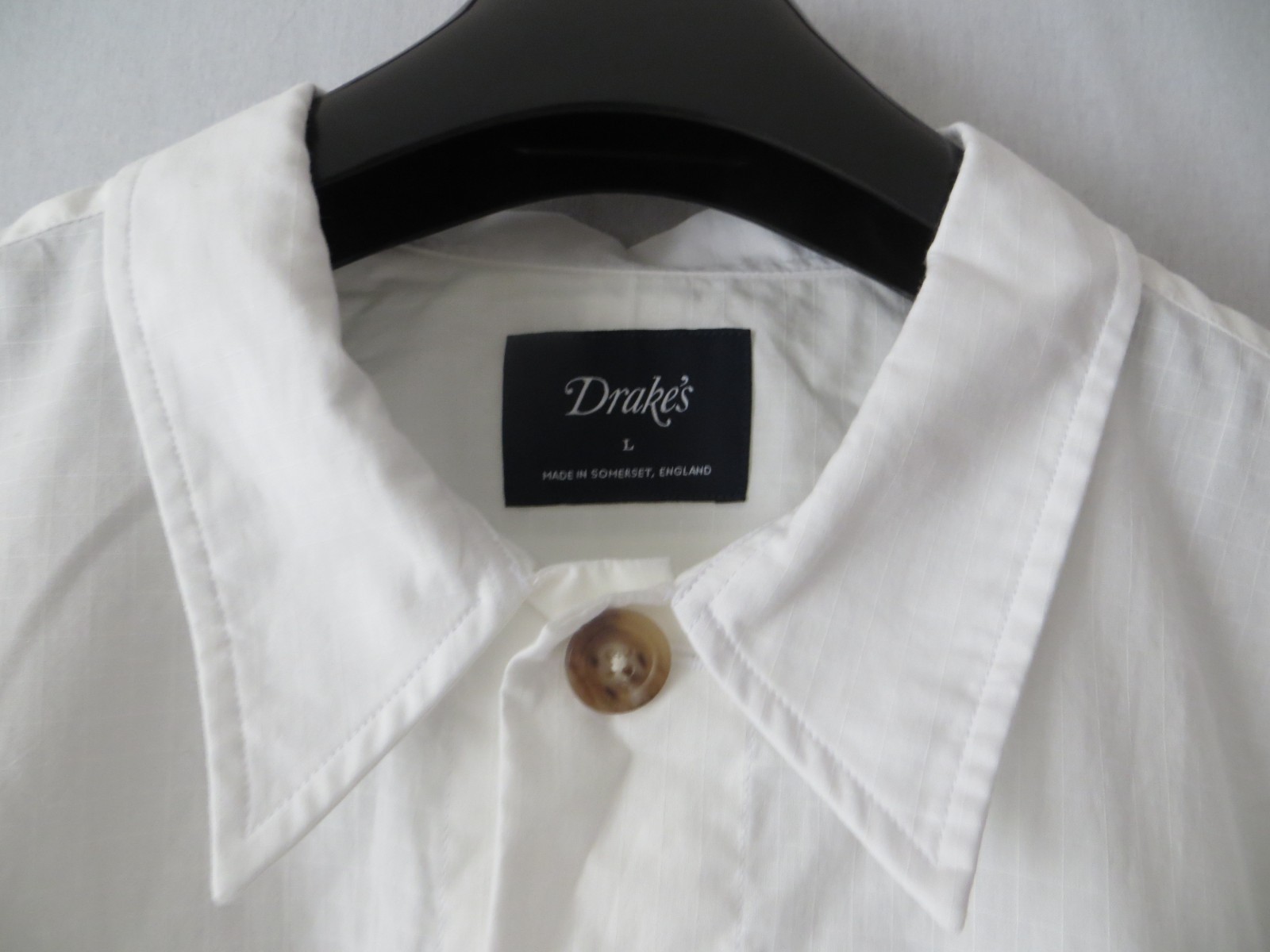 DRAKE’S WHITE RIPSTOP OVER SHIRT SIZE L NEW WITH TAG MADE IN ENGLAND