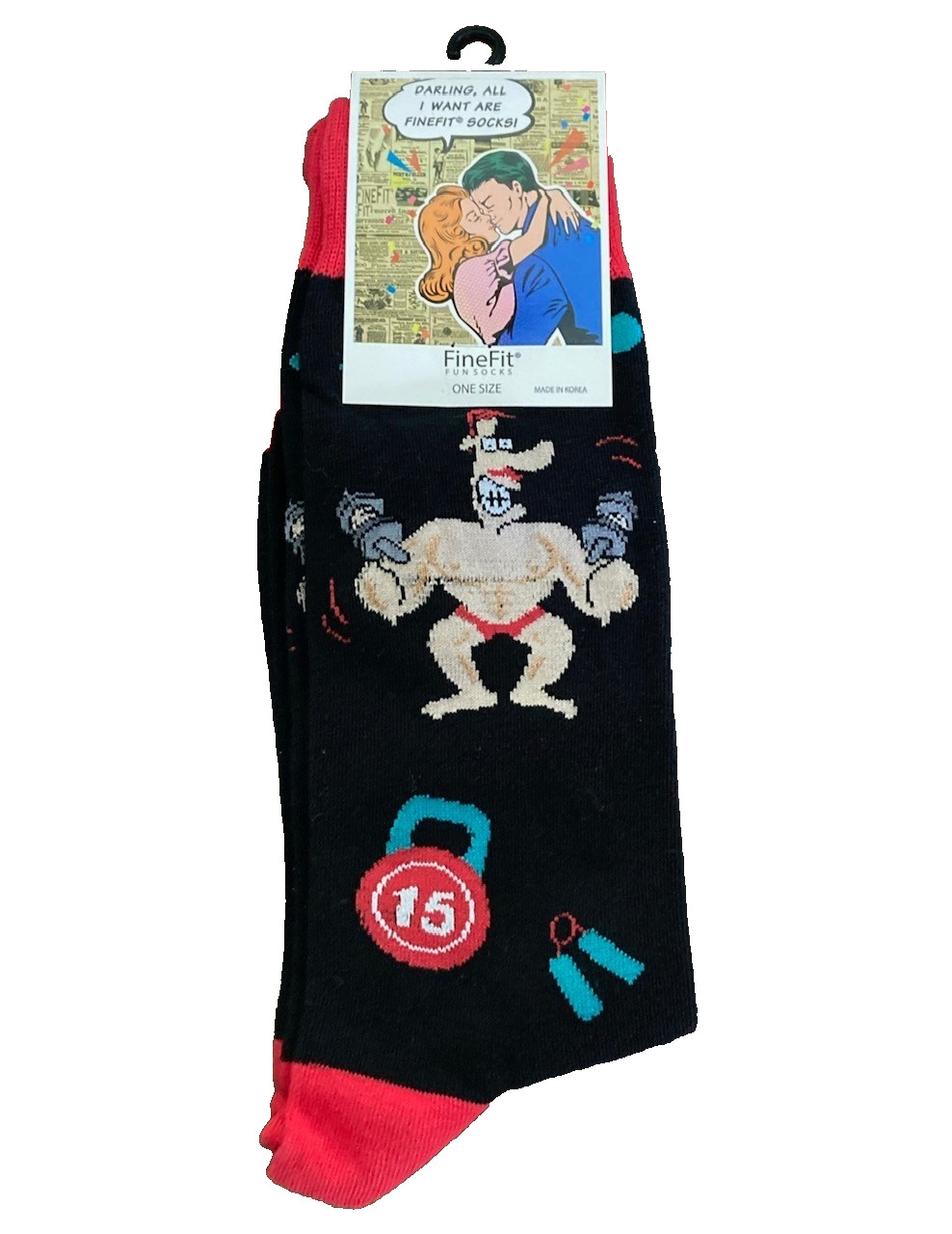 FineFit Fun Socks Mens Novelty Weightlifting Gym Fitness Crew Socks One Size New