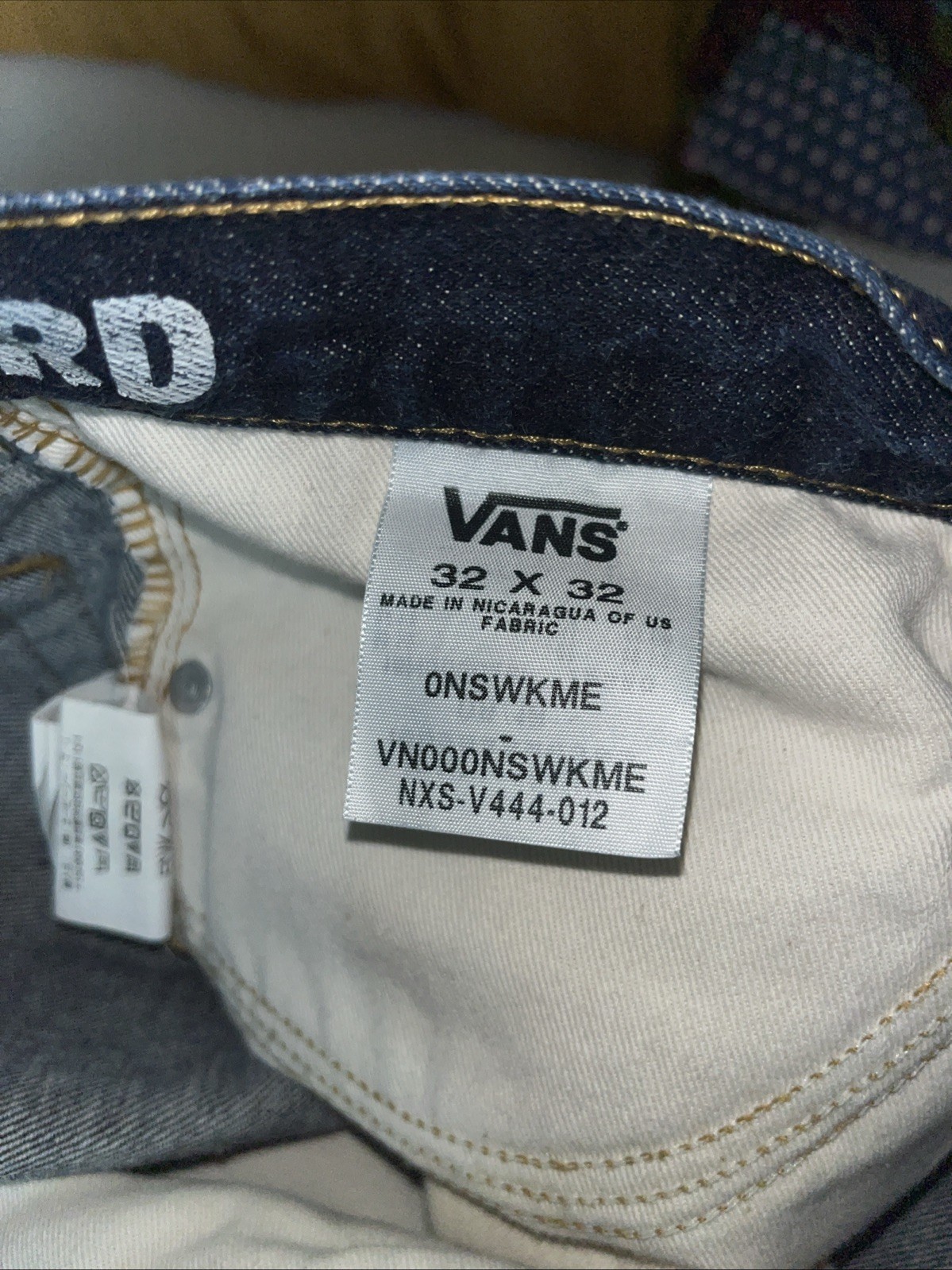MENS OFF THE WALL V56 STANDARD SLIM FIT DENIM RAW INDIGO JEANS SIZE 32X32