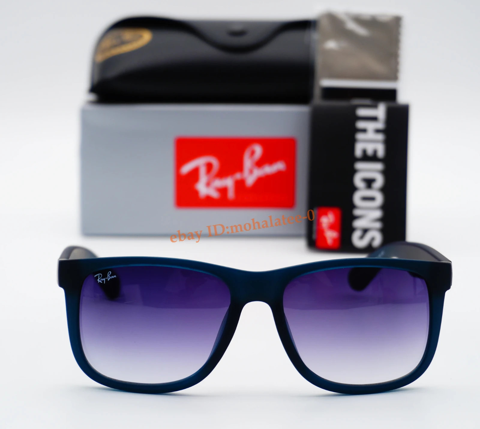 Ray-Ban Justin RB4165 54mm Square Sunglasses Blue Rubber Grey Gradient Unisex