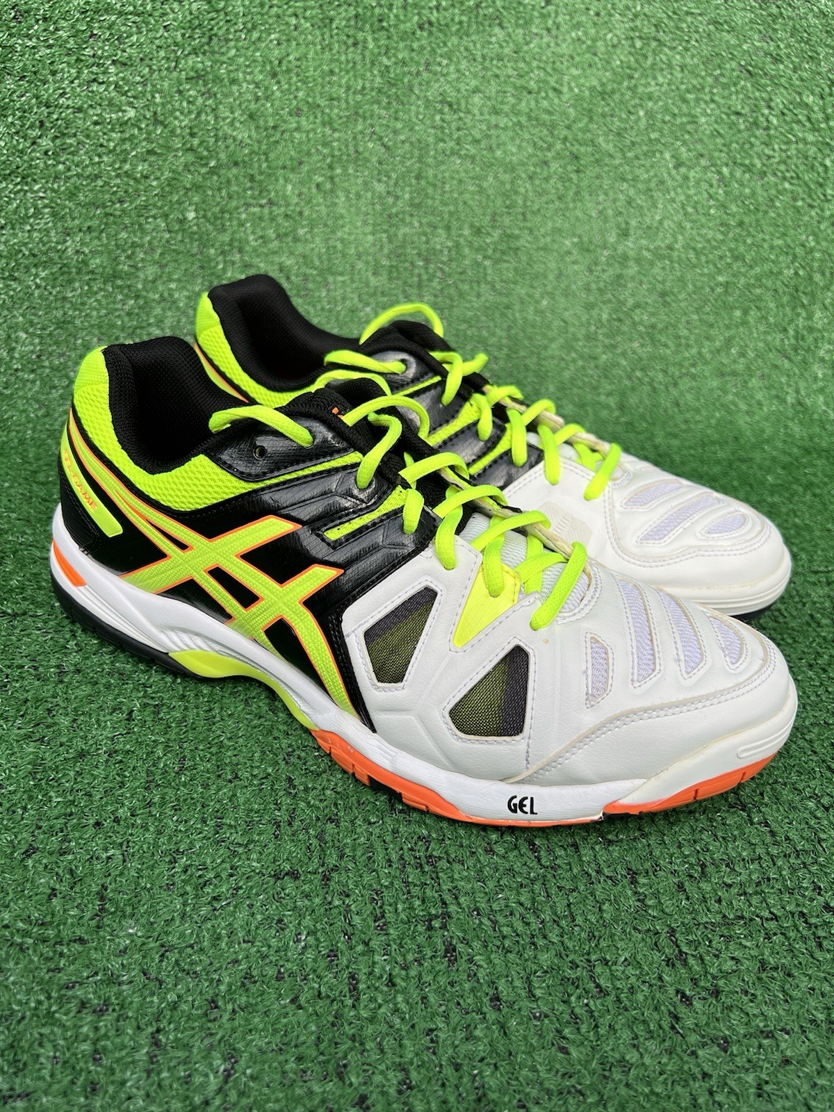Asics Men’s Gel Game 5 E506Y White Yellow Running Shoes Sneakers Size 9.5 Used