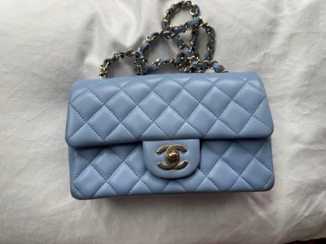 Chanel Classic mini Rectangular turquoise blue Caviar Gold Hw Bag