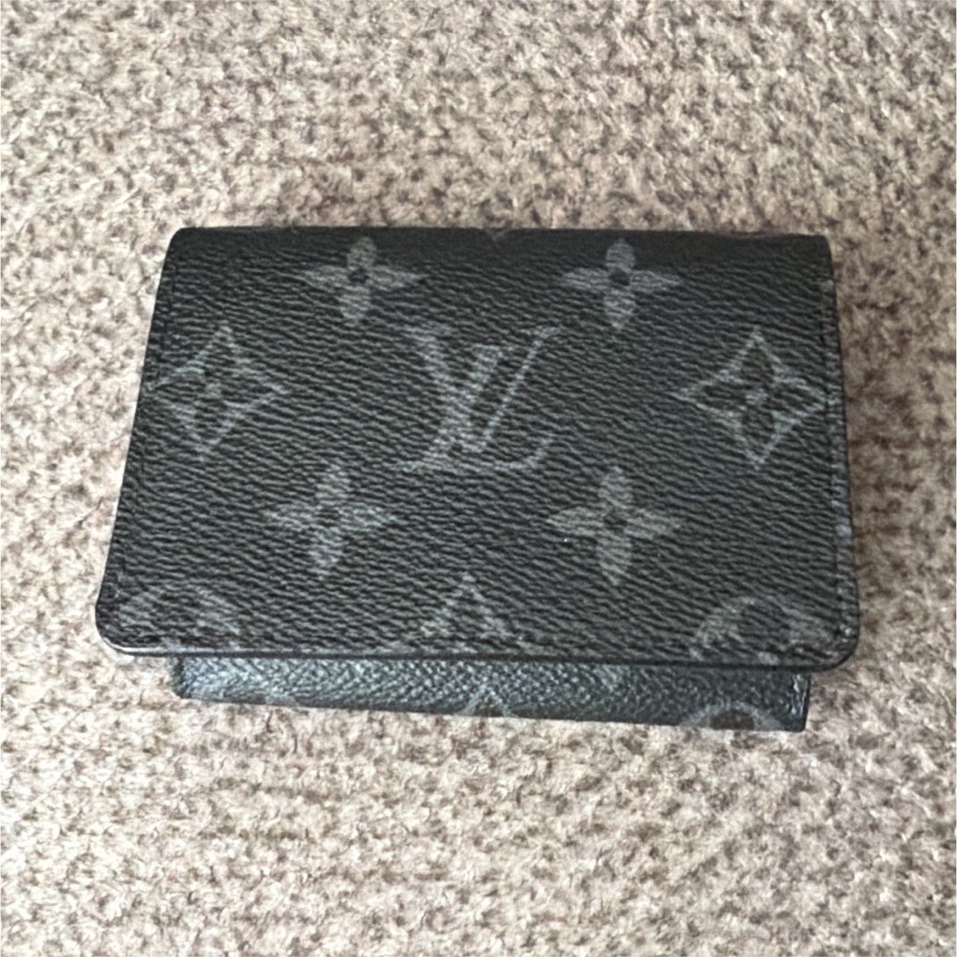 Louis Vuitton Monogram Leather Envelope Business Card Holder Black!