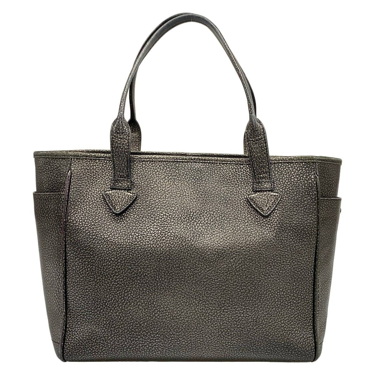 LOEWE Heritage Black Bronze Leather Tote Bag Clochette From Japan Auth