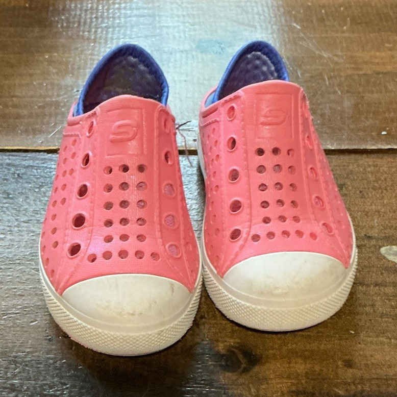Sketchers Kids Low Top Slip-On Casual Shoes Pink/Blue/White Round Toe US 7