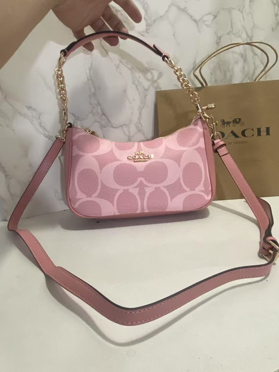 Coach CAL51 TERI series pink shoulder bag for women