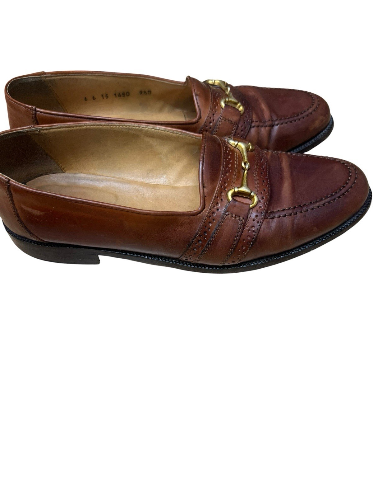 Johnston & Murphy Cellini Mens 9.5 M Tan Brown Leather Bit Loafers Made In Italy