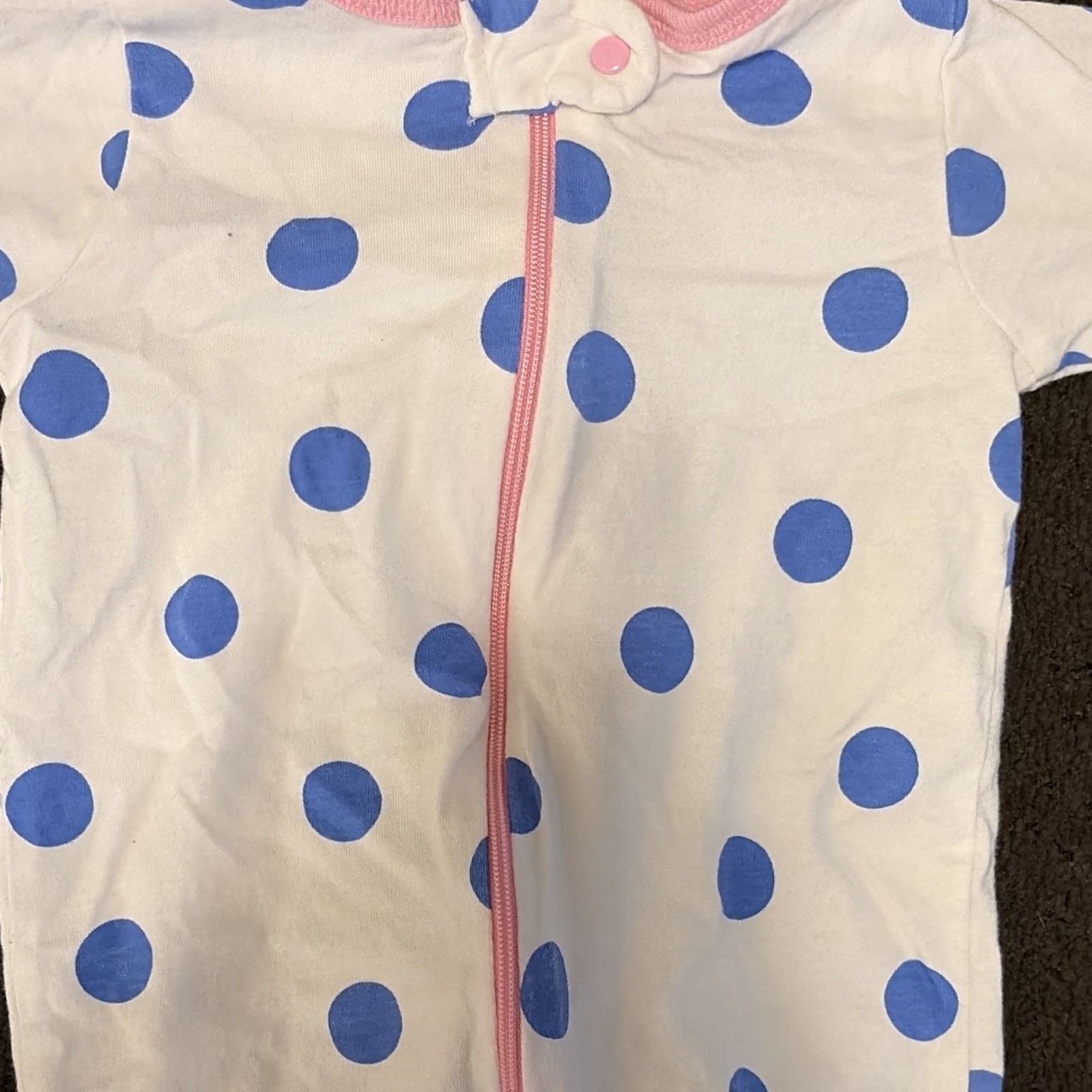 One piece Footed Zip One Piece Sleeper Long Sleeve Polka Dot 0-3M