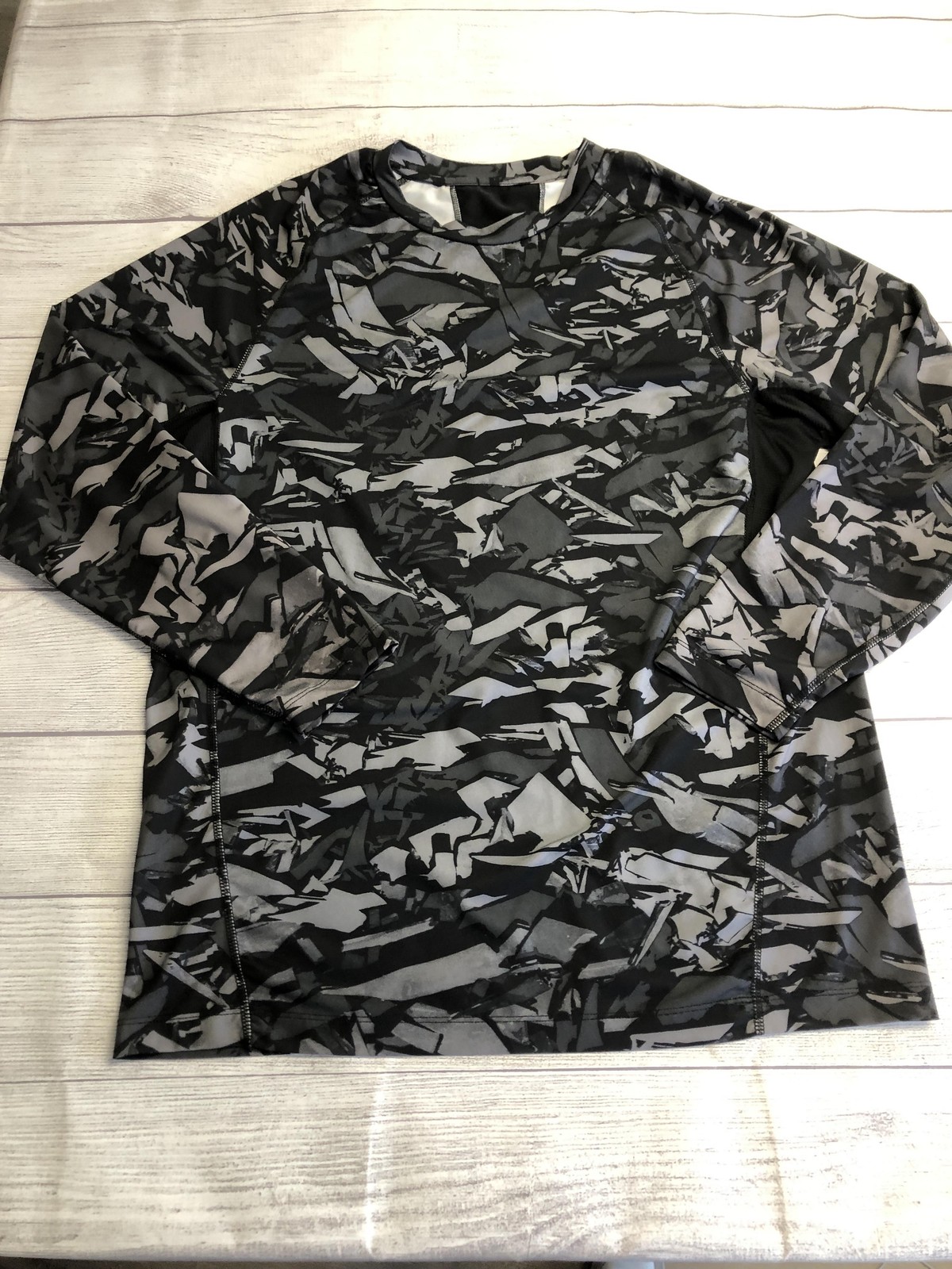 Russell Dri-Power 360 Shirt Mens XL Gray Long Sleeve Camo Athletic Top Gym