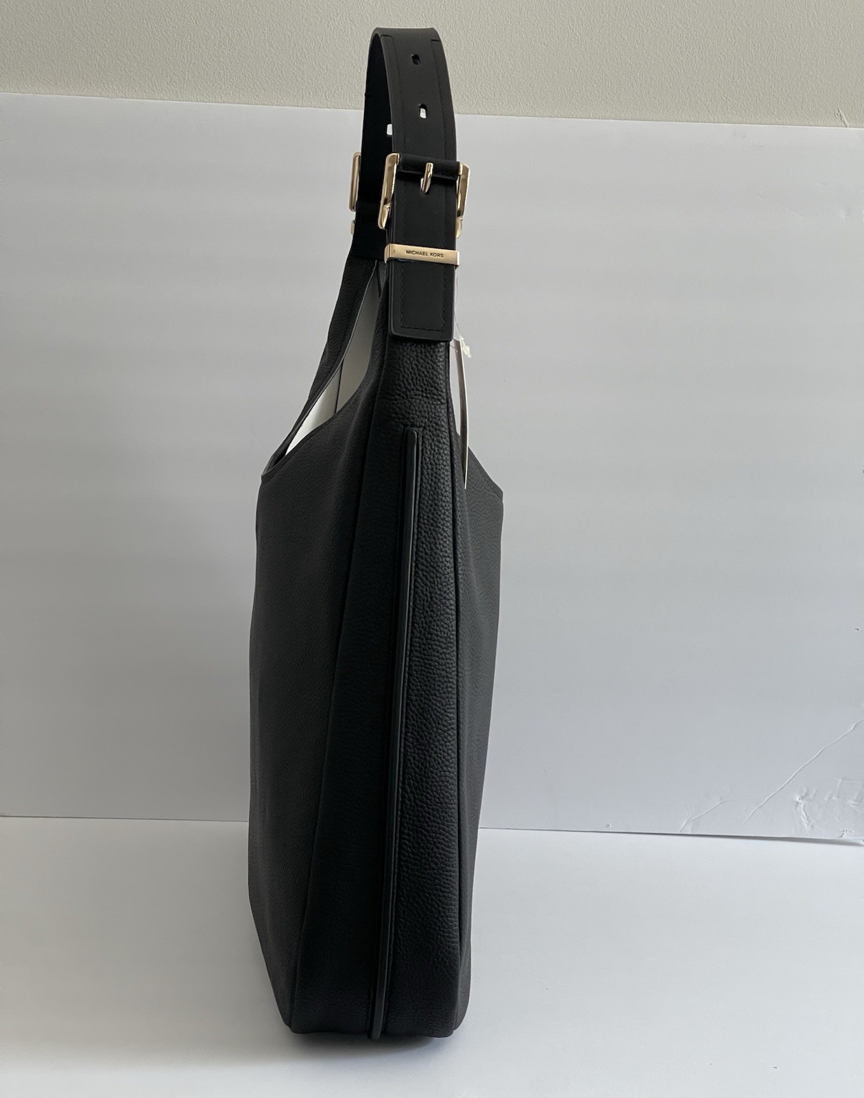 Michael Kors Large Black Leather Shoulder Bag Gold Hardware NWT