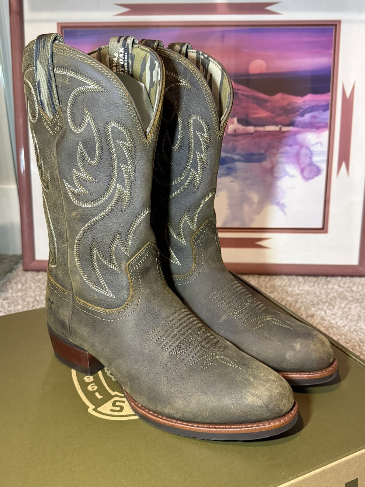 NEW Tecovas “The Buck” Mossy Oak Canteen Cowhide Boots Limited Edition | Mens 9D