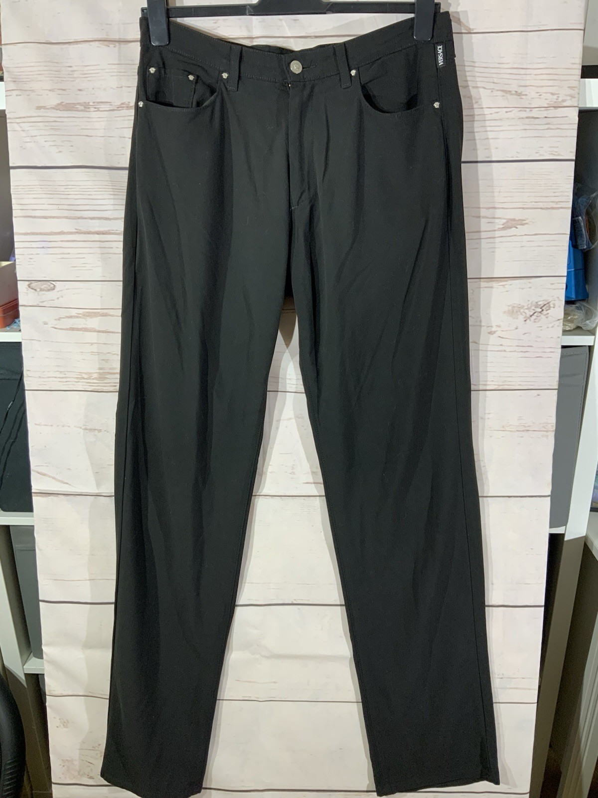 VERSACE Jeans Couture, Womens Black Trousers Size 30/50 Made In Italy (A14)