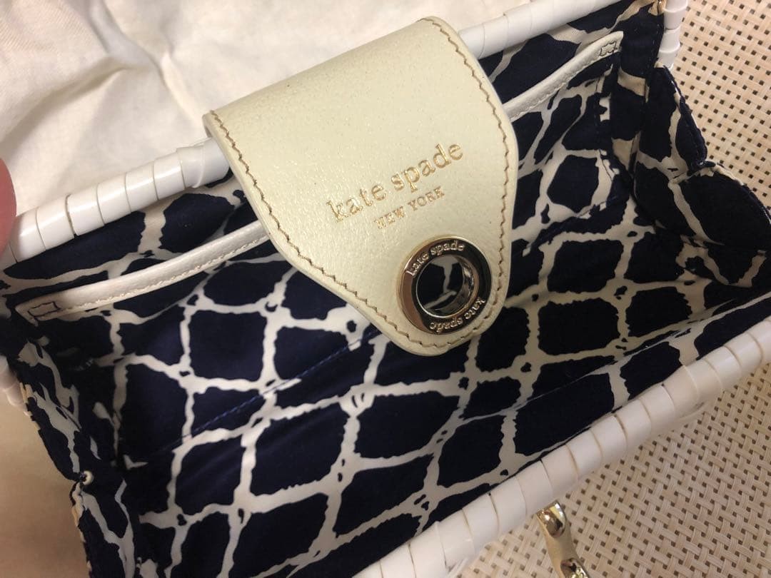 Kate Spade New York Woven White Clutch Bag Shoulder Authentic item from Japan