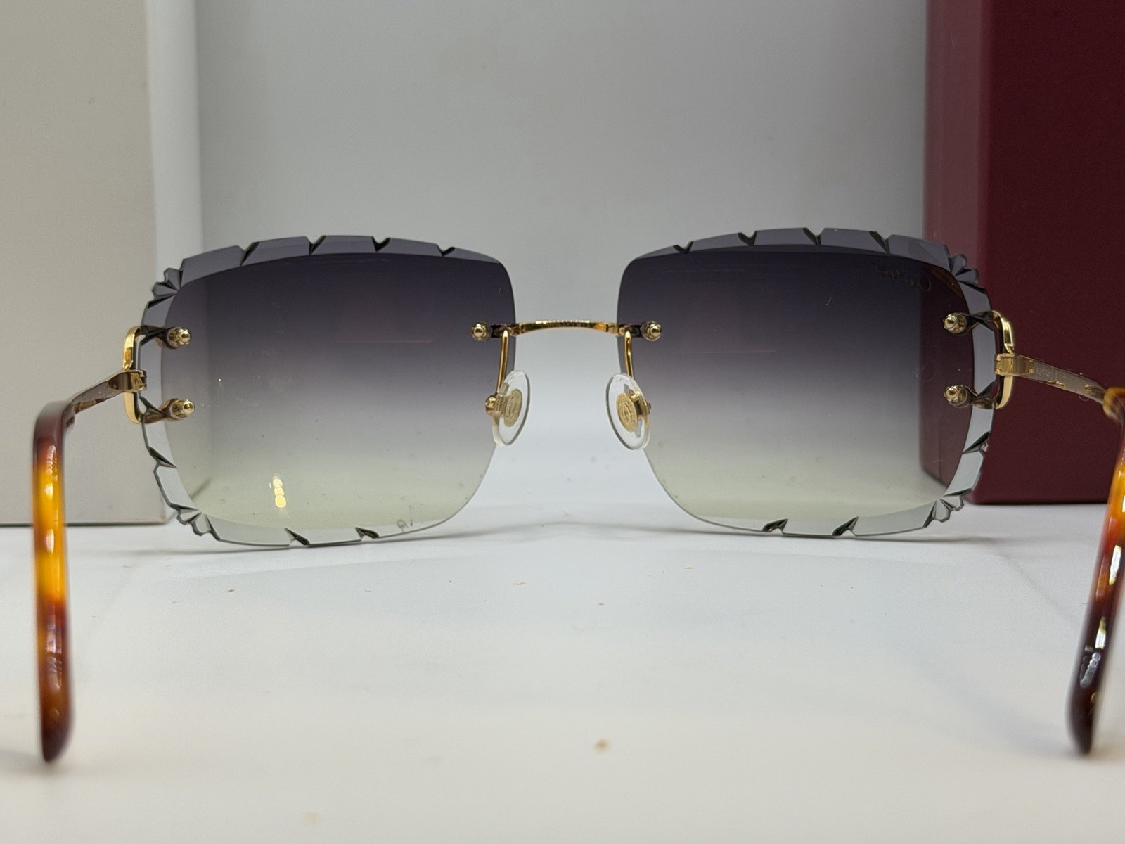 Cartier Rimless BIG C Diamond Cut Gradient Gray&Yellow Men’s Sunglasses CT00920