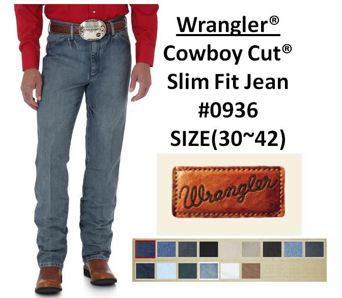 MENS Wrangler® Cowboy Cut® Slim Fit Jean(#0936) 12 Colors