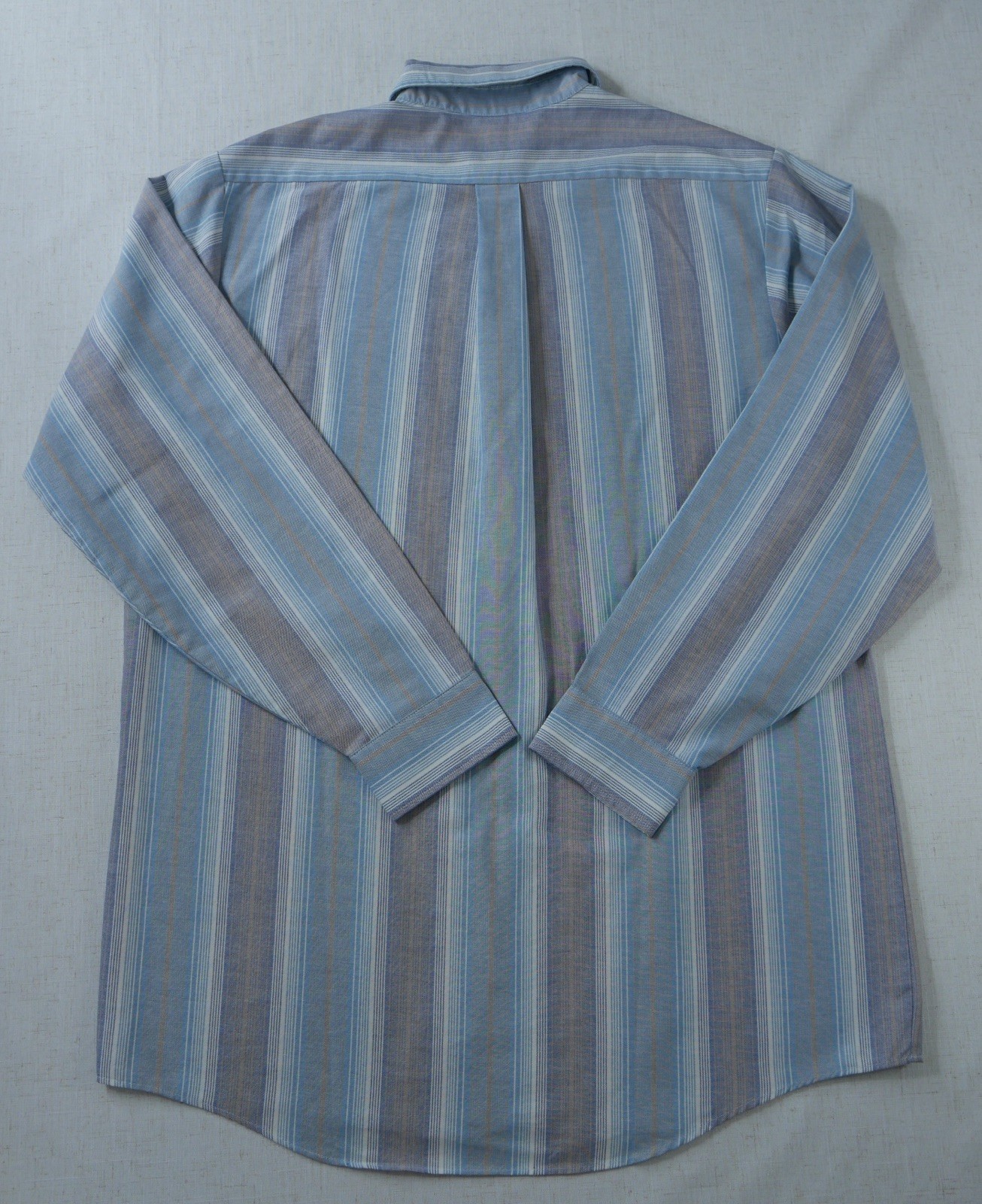 Vintage Puritan Mens 2XLT Striped Button Down Shirt Blue Olive Gold Long Sleeve