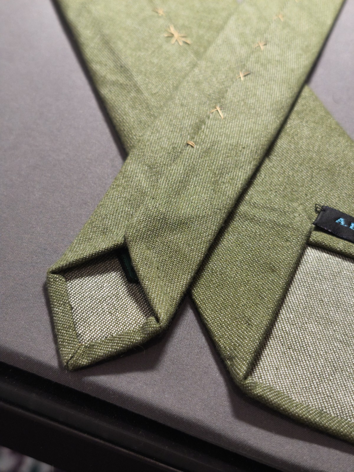 A. Di Capua Napoli – Khaki Solid Color Cotton Tailored Tie