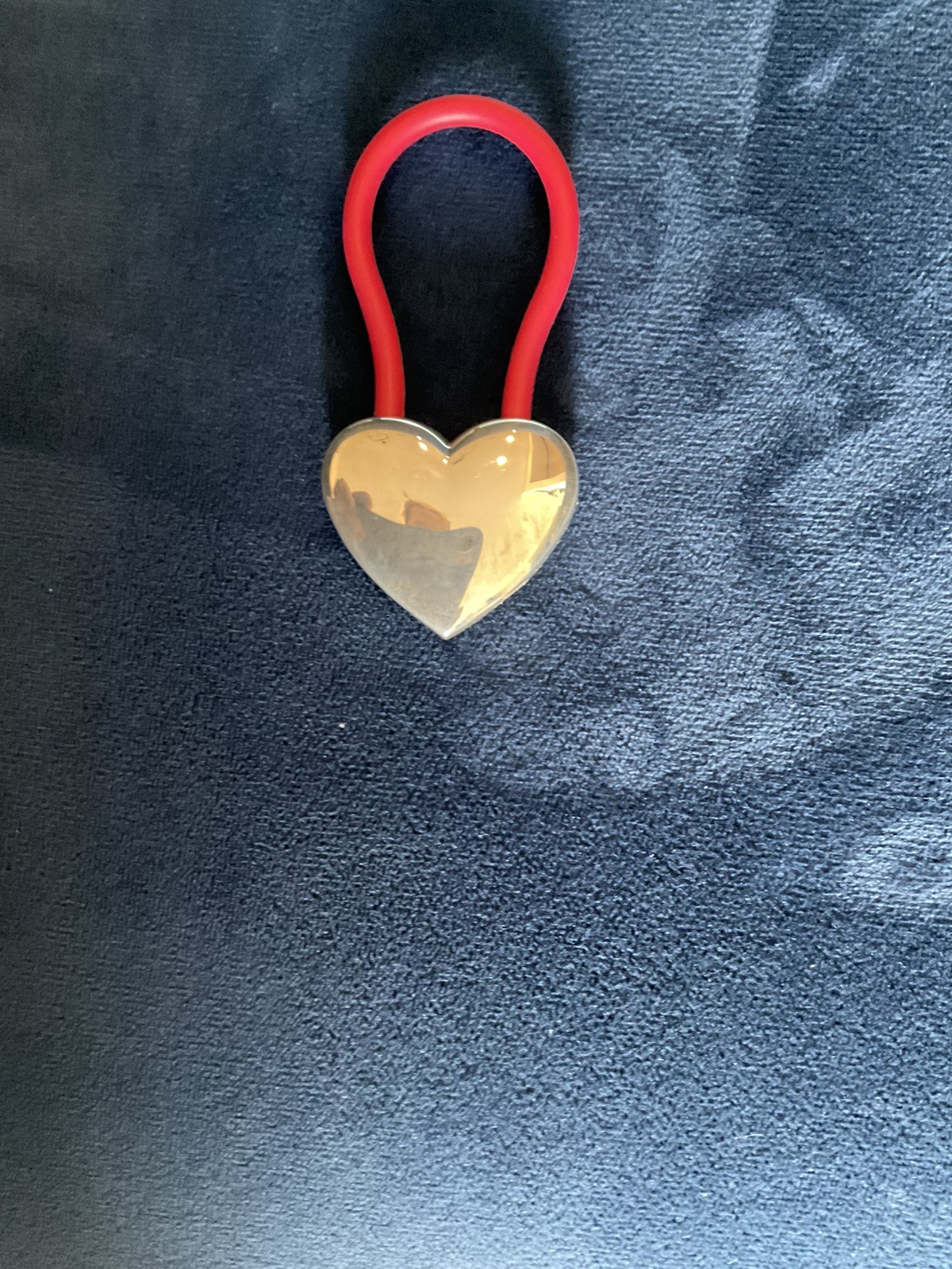Tiffany & Co. Sterling Silver Heart Hair Tie Silver/Red Loop