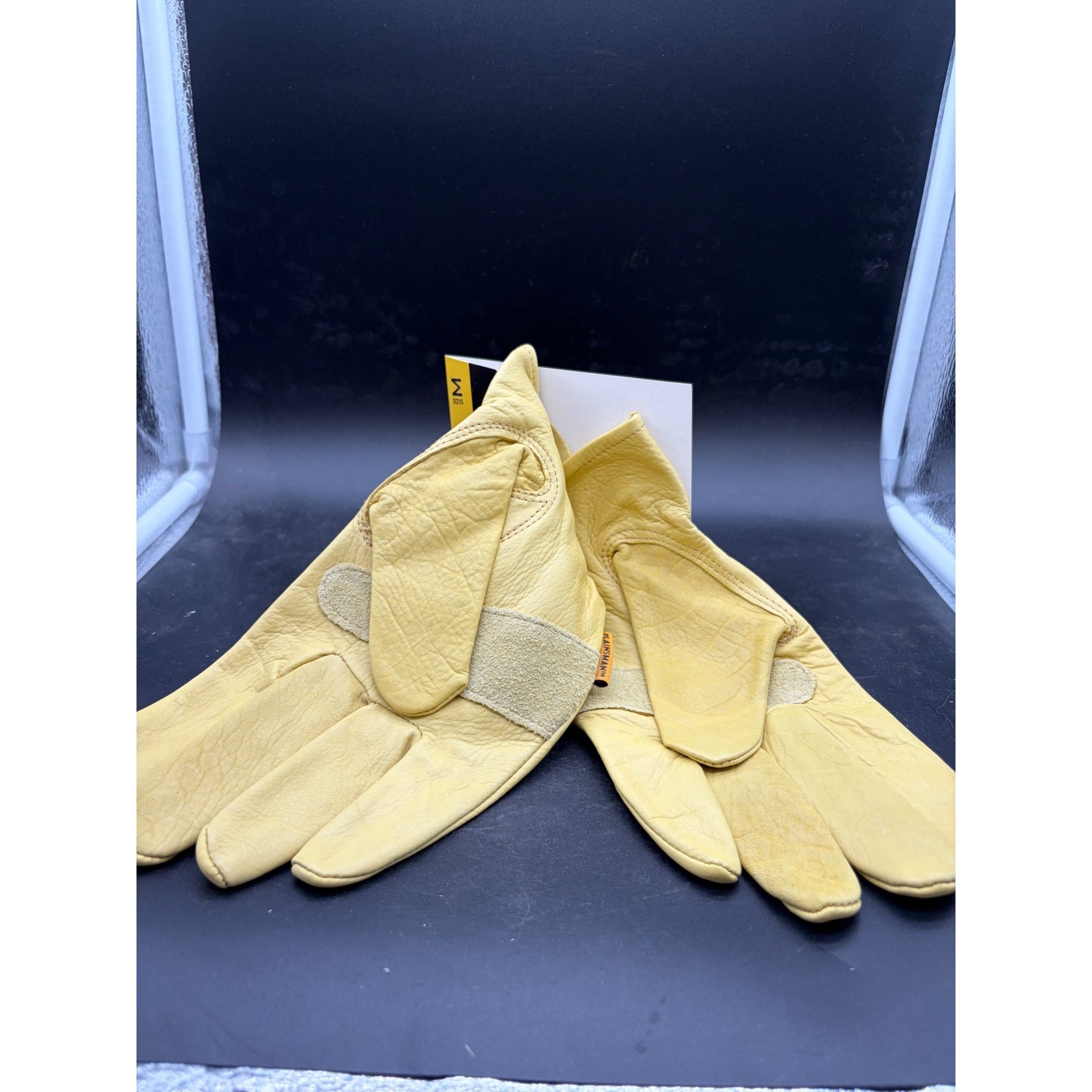 Plainsman Premium Cowhide Leather Work Gloves Tan Size Medium CM20E NEW