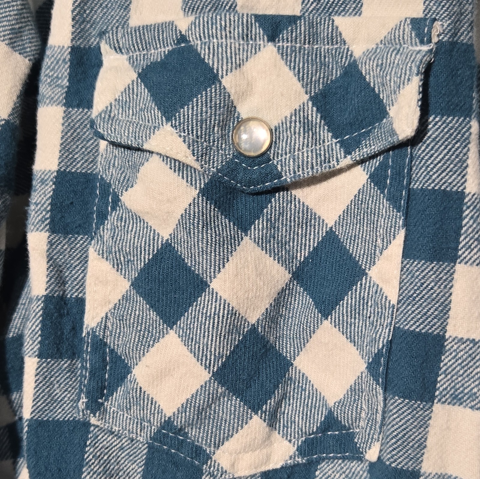 Bit & Bridle Men’s 2X Blue/White Check Button-Down Cotton Woven Pocket Shirt
