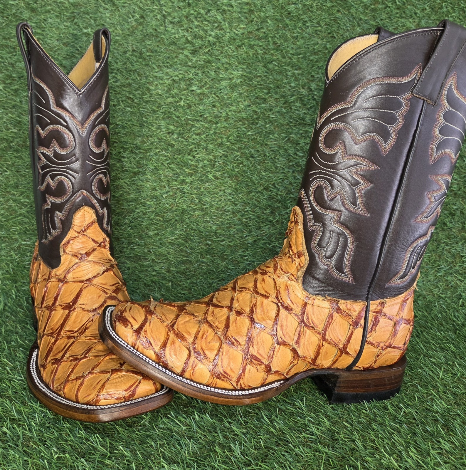 mens new 100% original arapaima pirarucu fish cowboy boots all sizes available