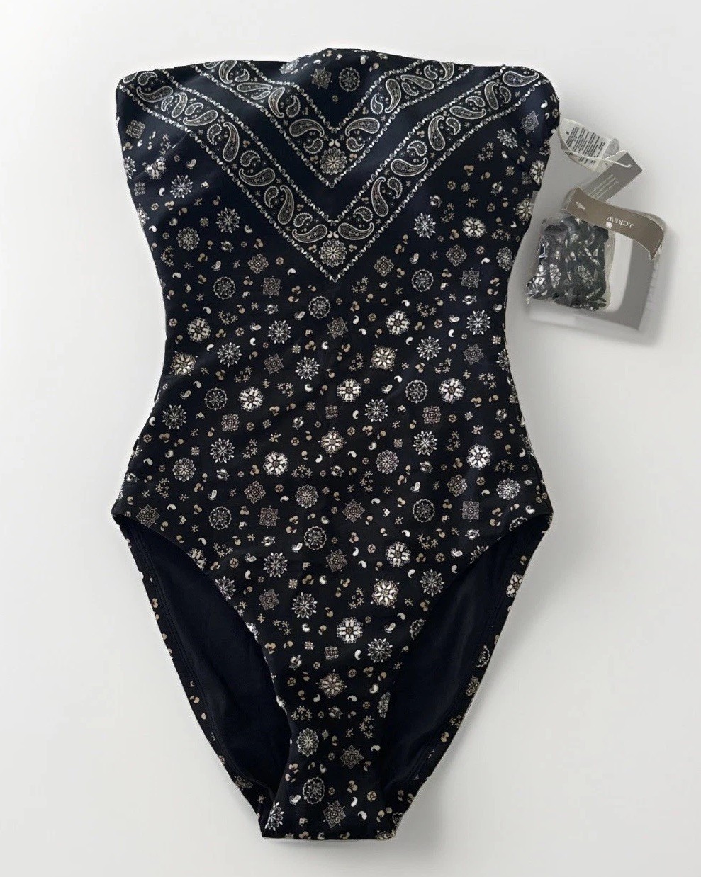 NWT J.Crew Size 8 Long-torso Gemma Bandeau One-piece Classic Sculpt Black Ivory