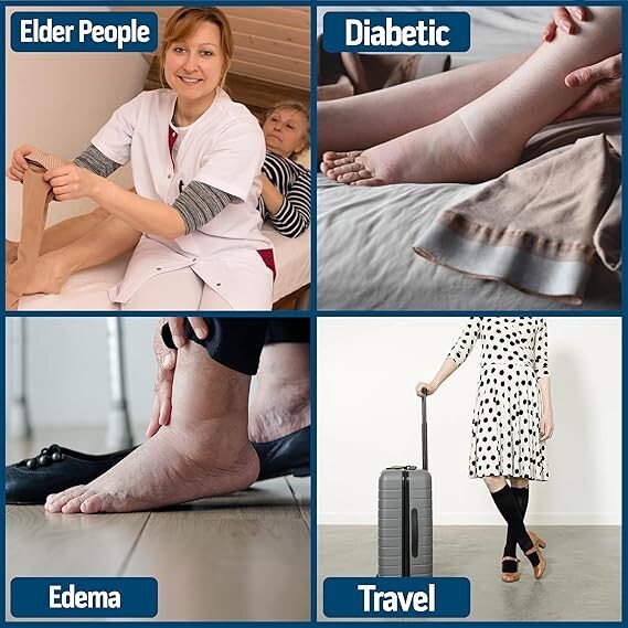 2 Pairs Men’s Diabetic Over the Calf Socks Knee High Compression Cotton Socks