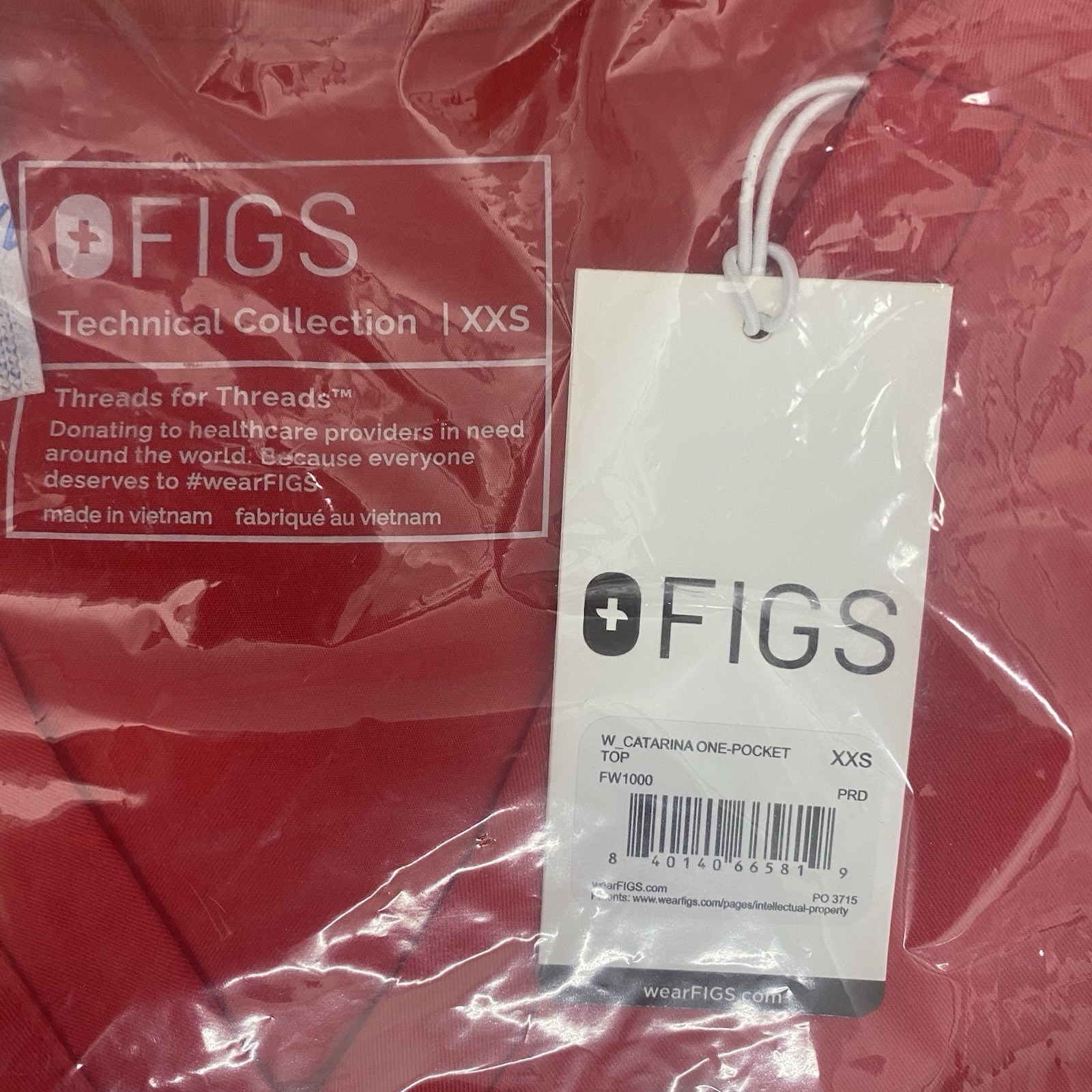 Figs Womens scrub set Pop Red XXS Casma Top and you choose XXS-P/T Bottoms
