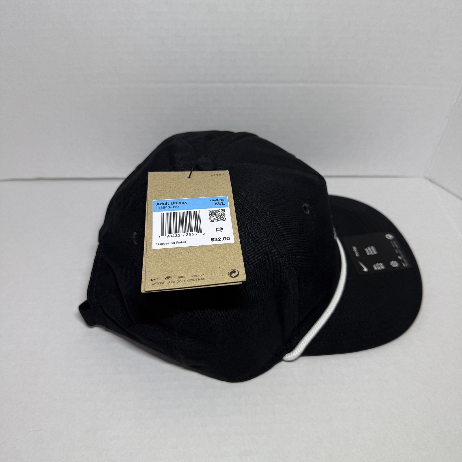 Nike Pro Golf Training M/L Unstructured Strapback Rope Hat #IB8543-010 Black Cap